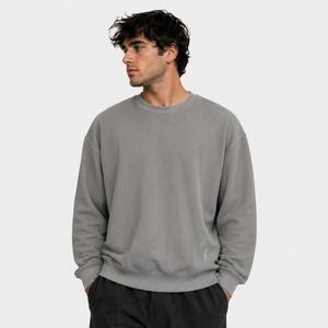 Comfrt Sweatshirt Mens Small Gray Waffle Knit Crewneck Loungewear Streetwear‎